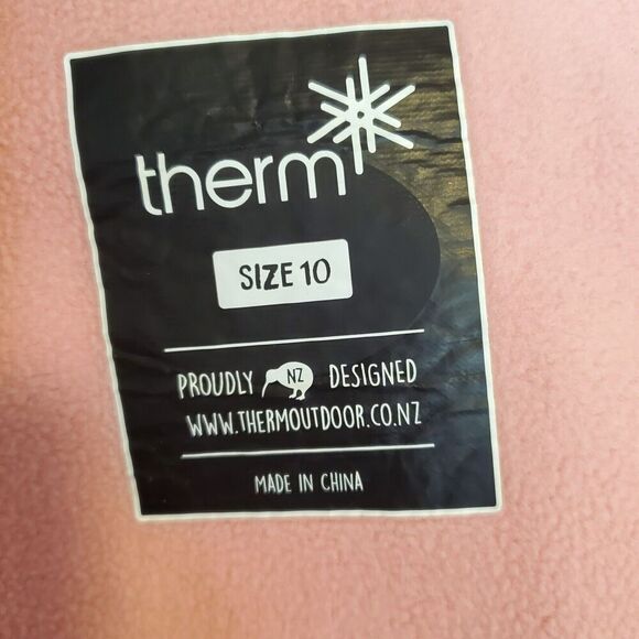 Therm Girl's Fleece Line Jacket Size 10 Pink Hooded Thumbholes EUC - Picture 5 of 10